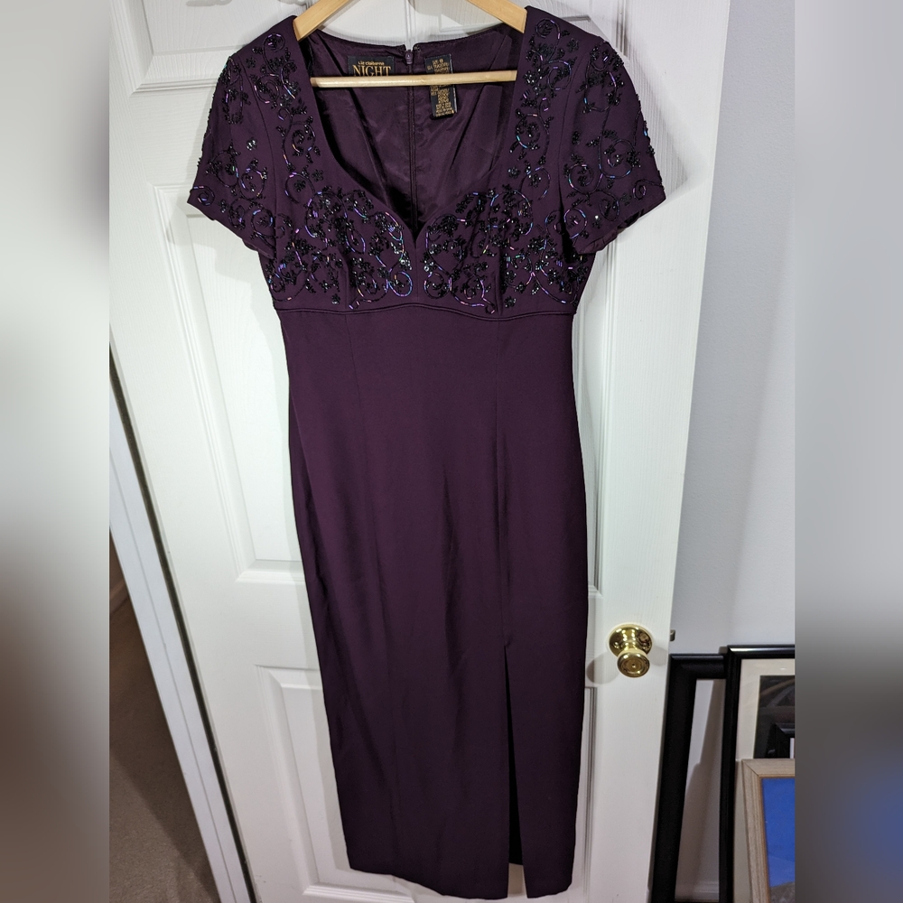 Liz Claiborne Night Women's Purple evening Maxi dress with sequins size 8